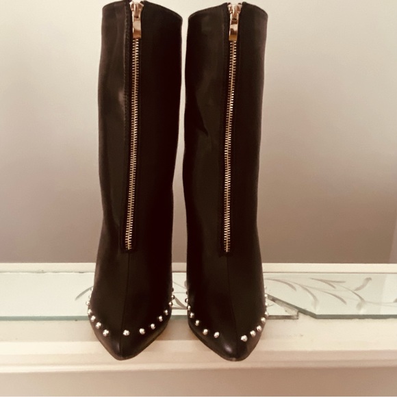 NWT Black pointed toe booty with silver stud edging, stiletto heels - Picture 7 of 7